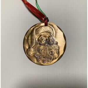 RARE 1991 WENDELL AUGUST CHRISTMAS BRONZE ORNAMENT "SANTA" ORIG PKG USA COLLECT